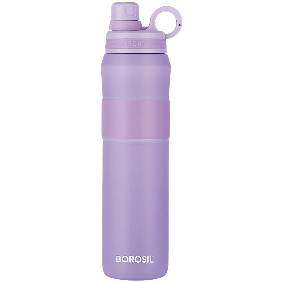 Borosil Hydra Thirst Burst Lavender 800 ml Stainless Steel Water Bottle | Double Wall Vacuum Insulated Flask | 12 Hours Hot & Cold | Ideal for Personal & Corporate Gifting | 1 Year Warranty