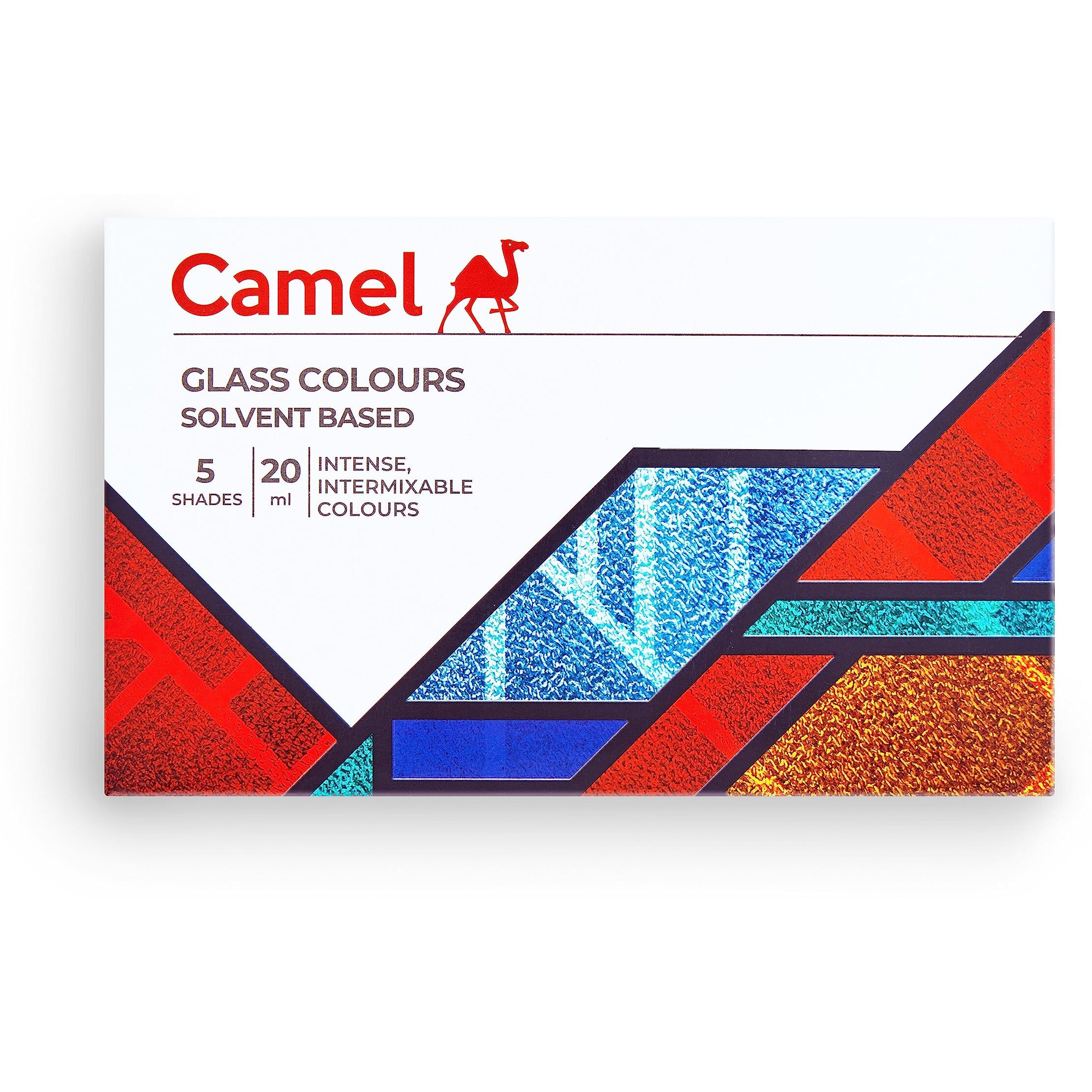 Camel Solvent Based Glass Color - 20ml Each, 5 Shades