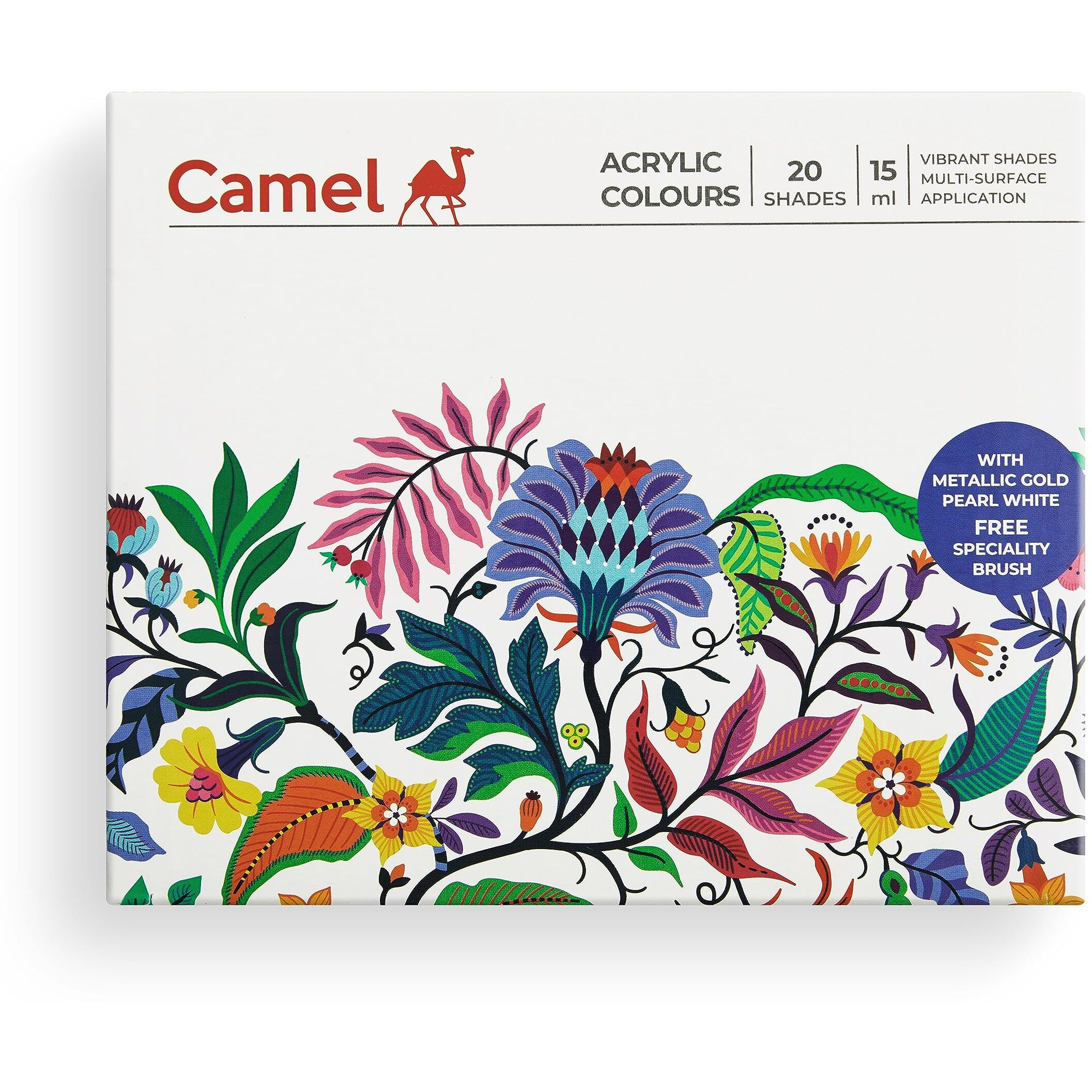 Camel Acrylic Ultra, Pearl and Metallic Colour Set - Pack of 20 shades