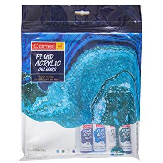 Camel Fluid Acrylic Kit-Aqua Series,Multicoloured