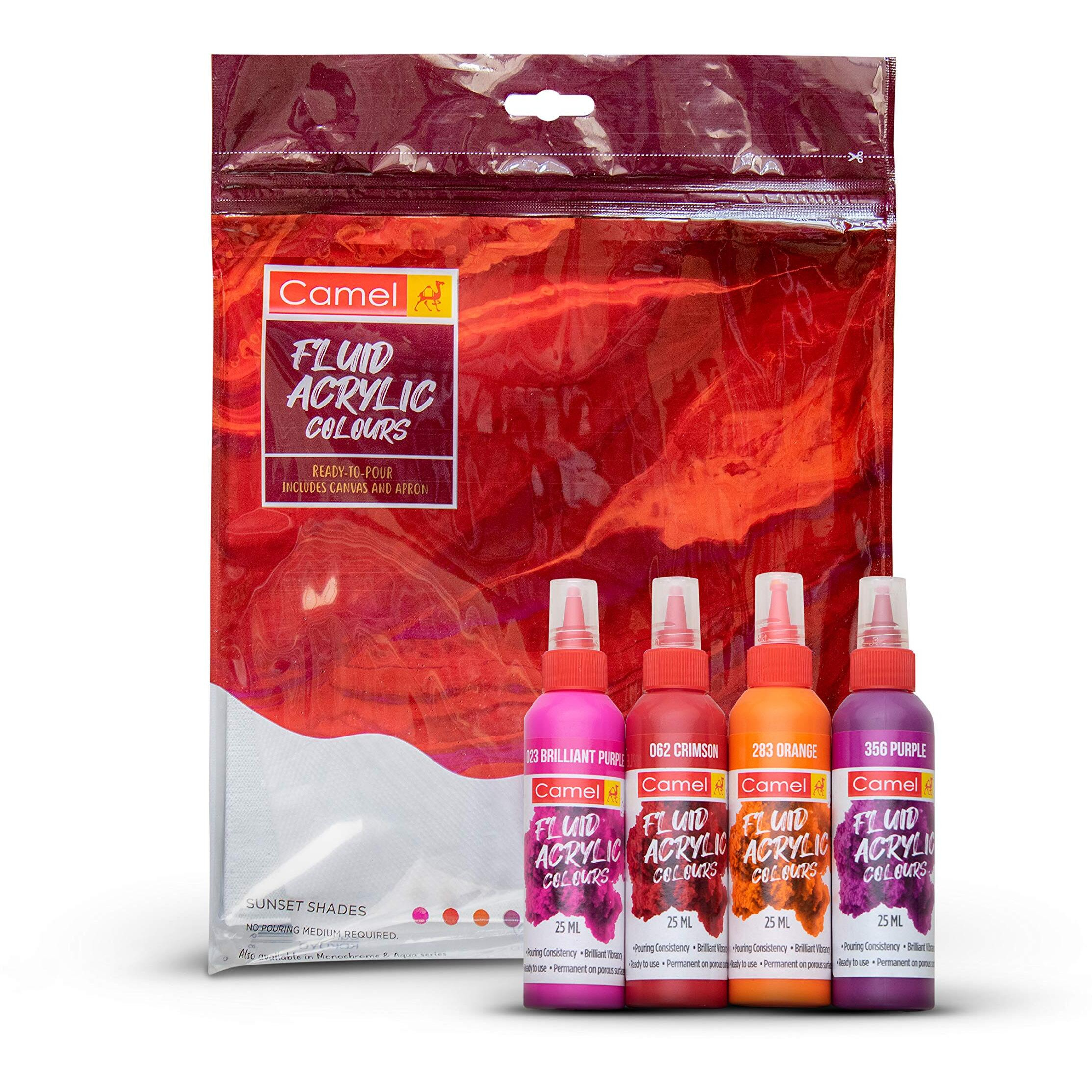 Camel Fluid Acrylic Kit-Sunset Series,Multicoloured