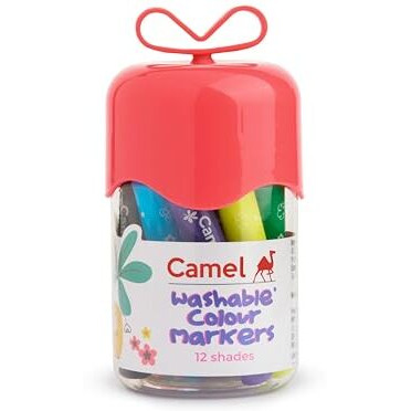 Camel Washable Colour Markers 12 shades (lid colour may vary)