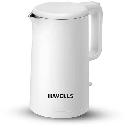 Havells Caro 1.5 litre Double Wall, 304 Stainless Steel Inner Body, Cool Touch Outer body, Wider Mouth, 2 Yr Manufacturer Warranty (White, 1250 Watt)