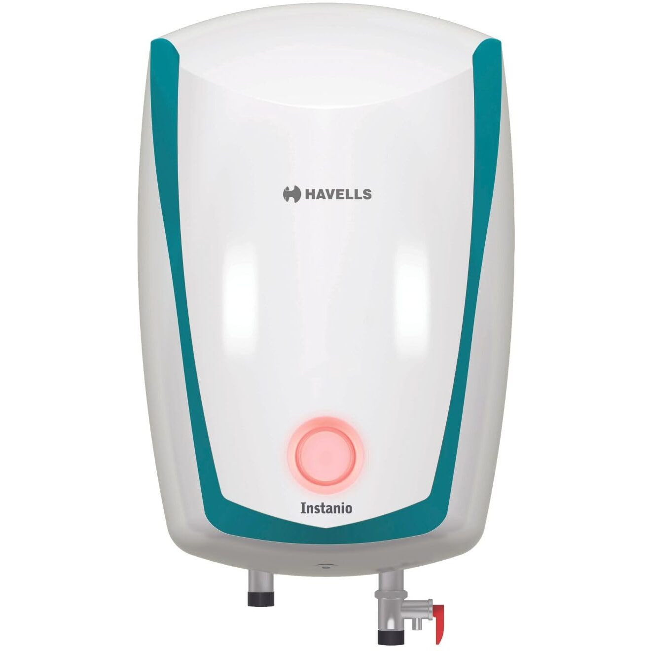 Havells Instanio 10 Litre Storage Water Heater | Color Changing LED Indicator, Glass Coated Tank | Warranty 7 Year on Tank, Free Flexi Pipes, Free Installation | (White Blue)