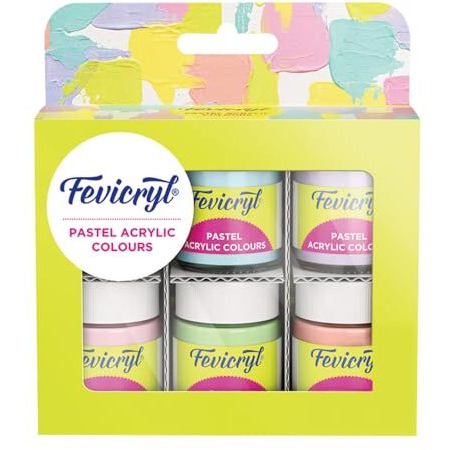 Fevicryl Multi Surface Pastel Acrylic Colours Kit 6 Shades X 15Ml | Ideal For Wood, Glass, Canvas, Metal, Plastic, Mould It | For Hobbyists, Artists, Diy Art And Craft