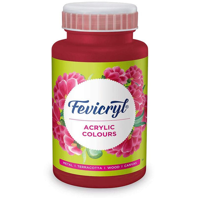 Fevicryl Acrylic Colour, Art and Craft Paint, DIY Paint, Rich Pigment, Non-Craking Paint for Canvas, Wood, Leather, Earthenware, Metal | Ideal for Artists | Maroon, 500ml