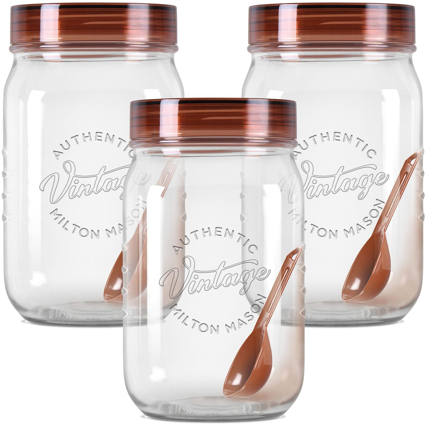 MILTON Vintage Pet Jar Set of 3, 750 ml Each, Transparent | Food Grade | Air Tight | BPA Free | Food Storage Container, Polyethylene Terephthalate