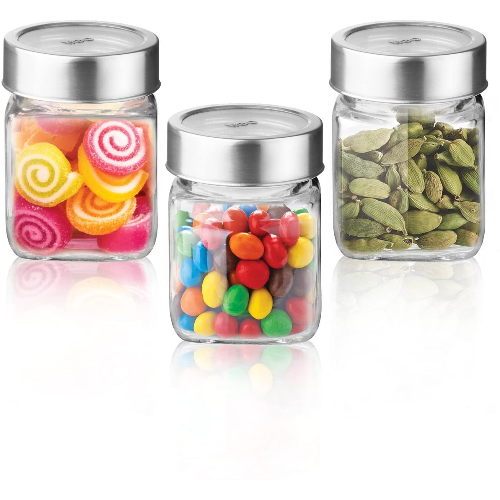 Treo By Milton Cube Storage Glass Jar, Set of 3, 180 ml Each, Transparent | BPA Free | Storage Jar | Kitchen Organizer | Modular | Multipurpose Jar