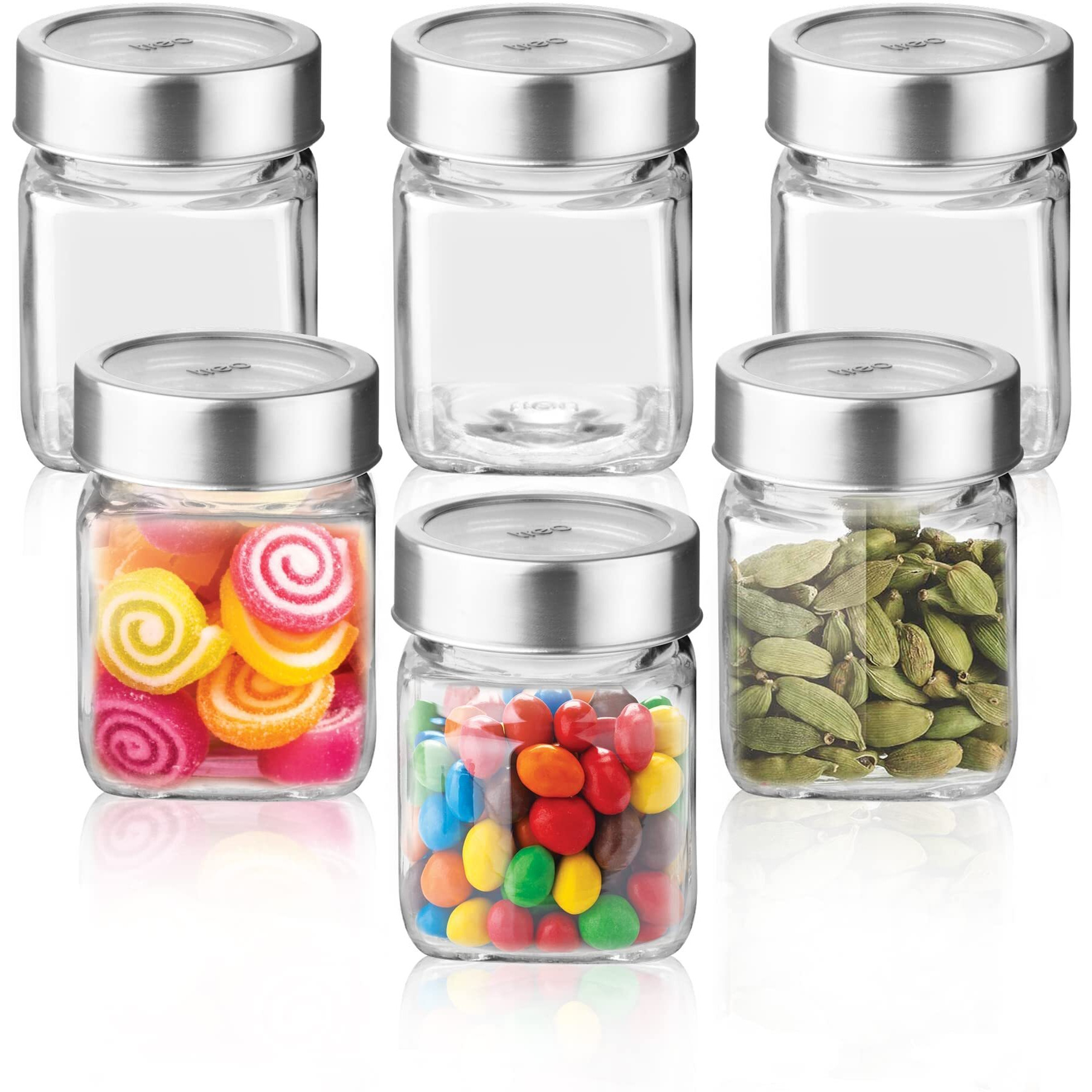 Treo By Milton Cube Storage Glass Jar, Set of 6, 180 ml Each, Transparent| BPA Free | Storage Jar | Kitchen Organizer | Modular | Multipurpose Jar | Cookies Jar