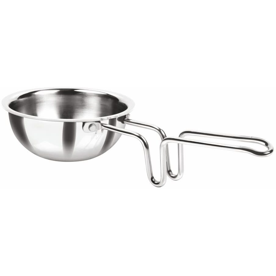 MILTON Pro cook Triply Stainless Steel Tadka Pan, 12 cm, Silver | Vagar Pan | Baghar Pan| Chounk Pan | Flame Safe | Induction Safe | Dishwasher Safe | Stainless Steel Wired Handle