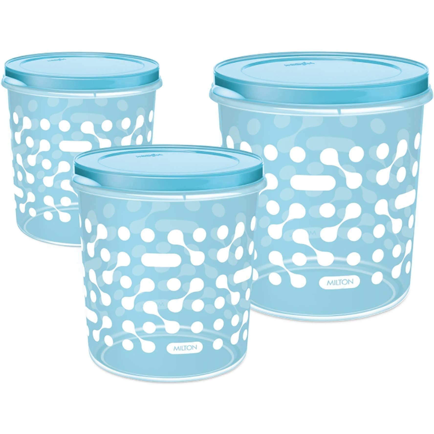 MILTON Storex Storage New Print Containers, Set Of 3, Blue - Plastic