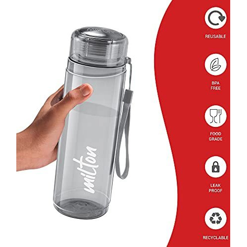 Milton Hector 1000 Pet Water Bottle, 1 Piece, 1 Litre, Grey