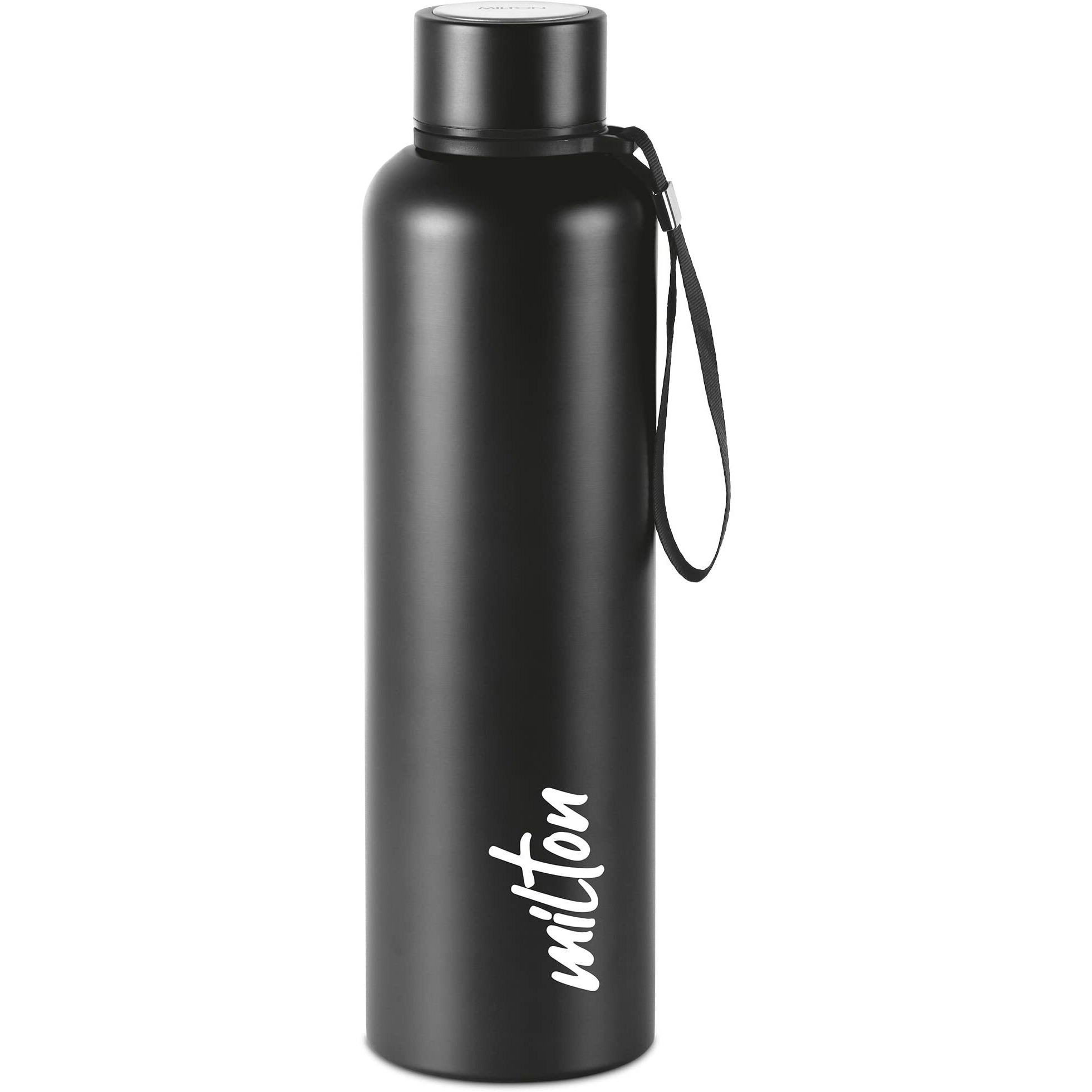 Milton Aura 1000 Thermosteel Bottle, 1.05 litre, Black | 24 Hours Hot and Cold | Easy to Carry | Rust & Leak Proof | Tea | Coffee | Office| Gym | Home | Kitchen | Hiking | Trekking | Travel Bottle