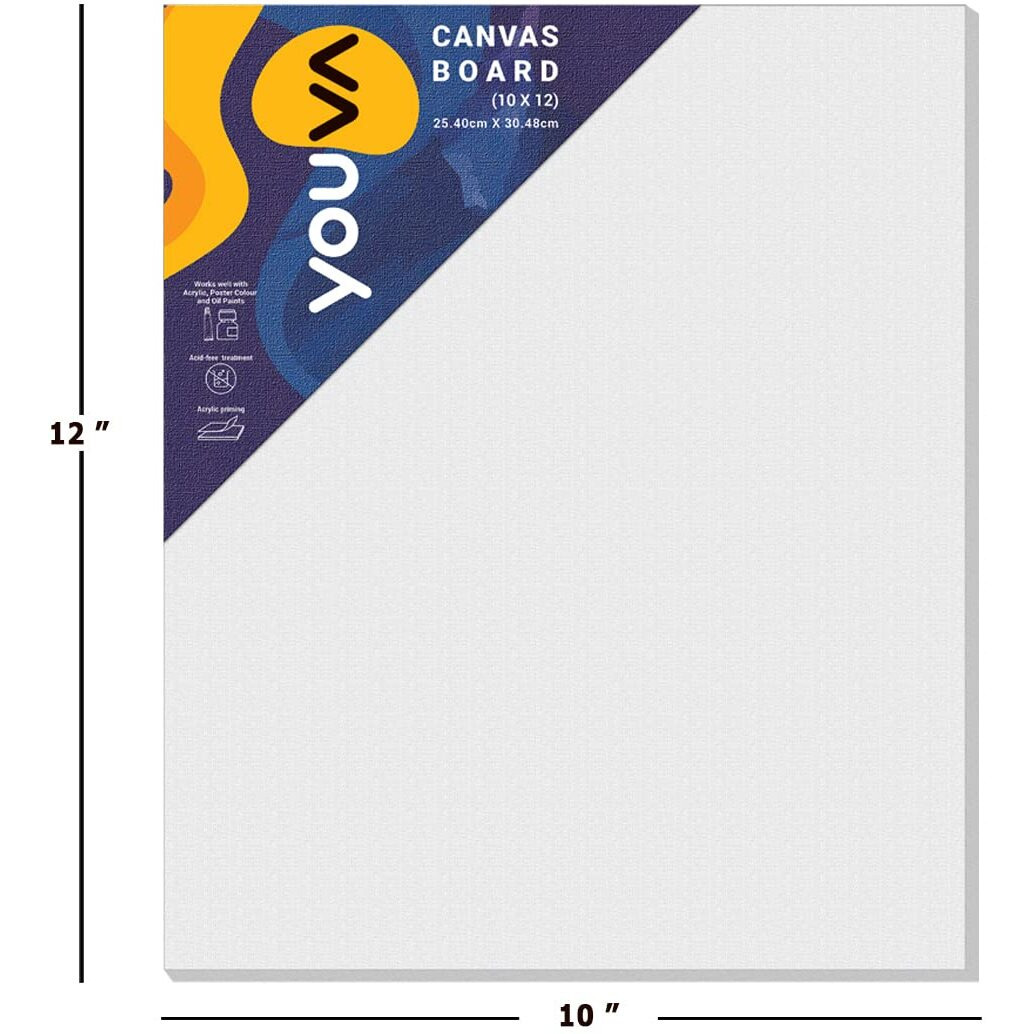 Navneet Youva | Primed Canvas Board for Acrylic and Oil Colour Painting | 10x12 inch | Pack of 3