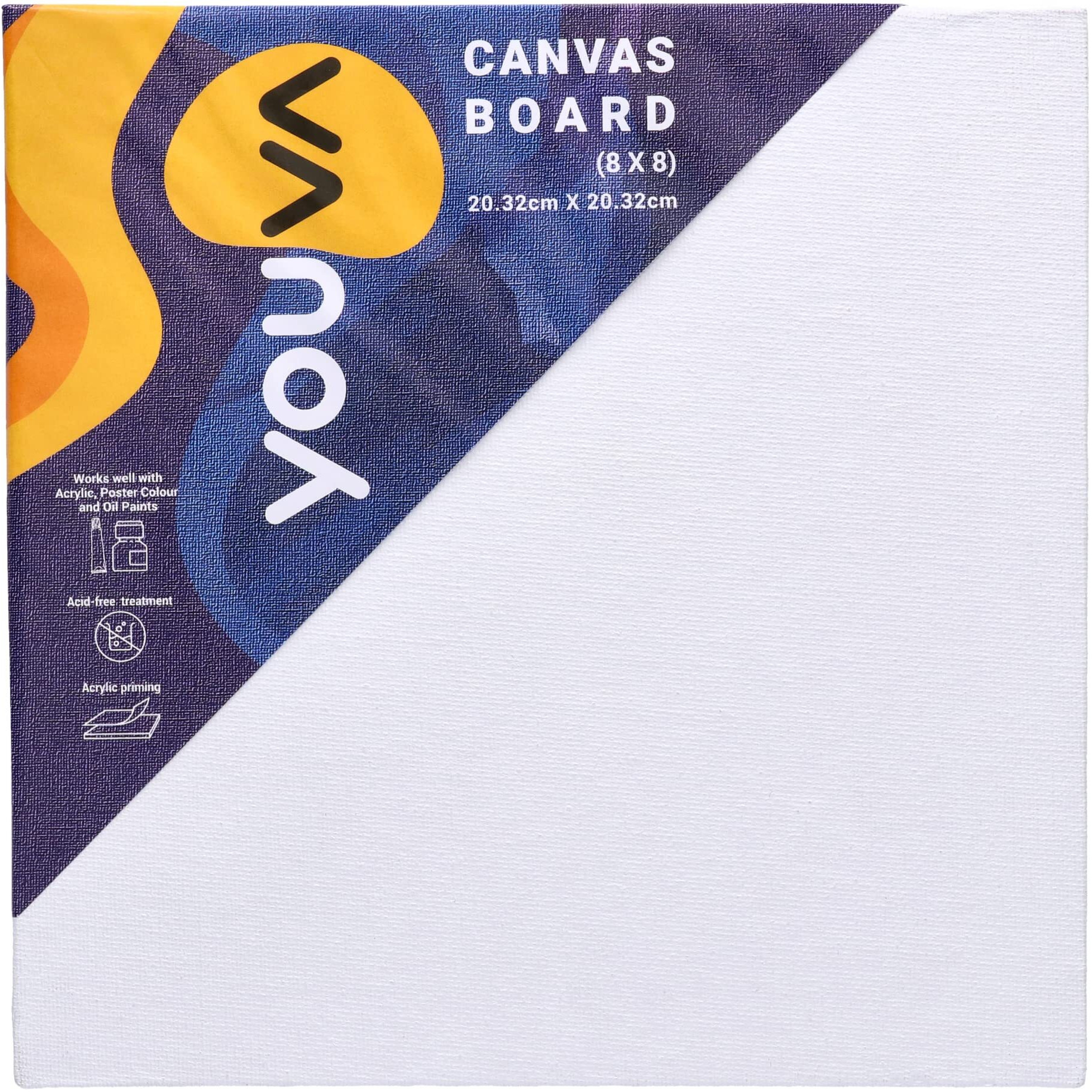 Navneet Youva | Cotton White Blank Canvas Boards for Painting, Acrylic Paint, Oil Paint Dry & Wet Art Media | 8 x 8 | Pack of 3