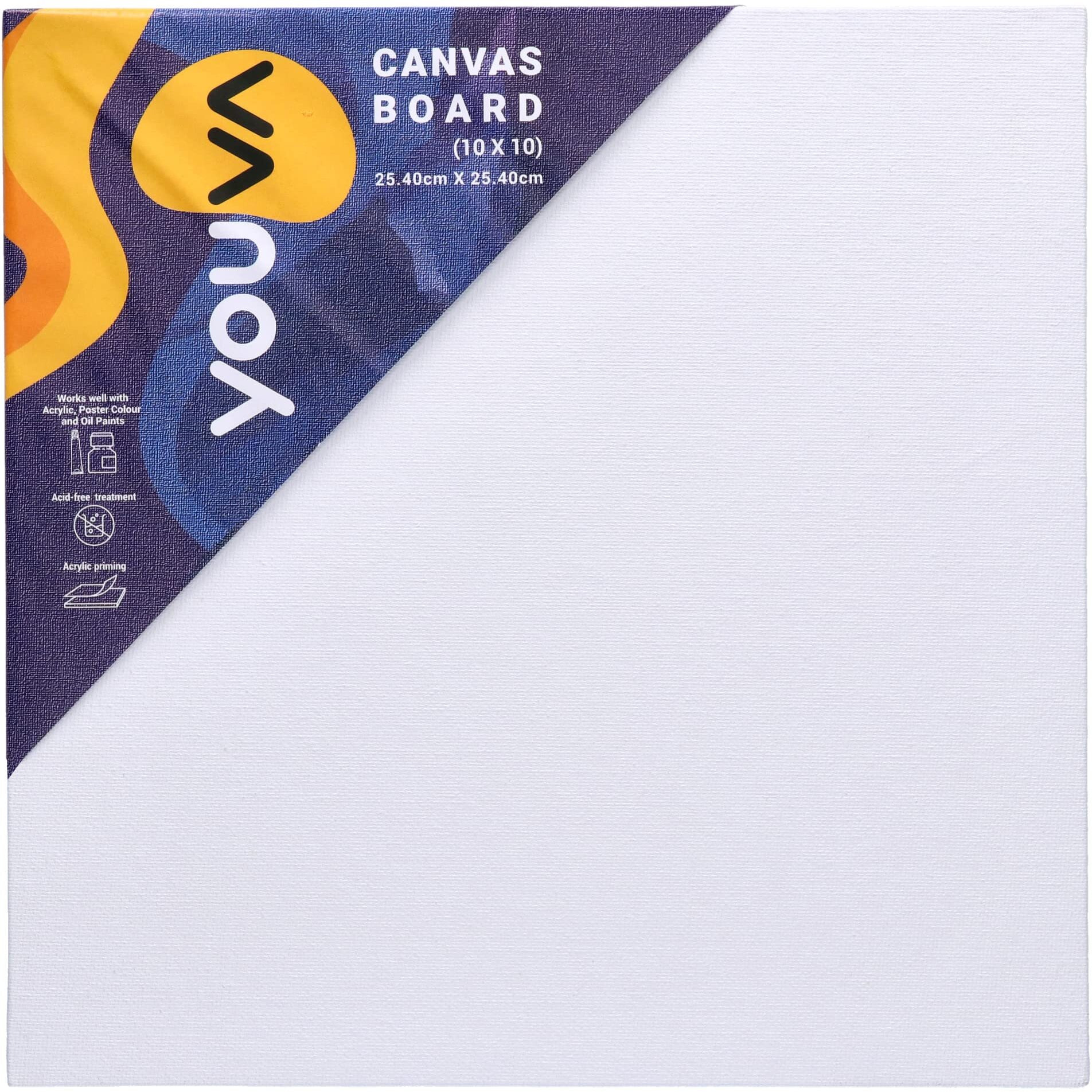 Navneet Youva | Cotton White Blank Canvas Boards for Painting, Acrylic Paint, Oil Paint Dry & Wet Art Media | 10 x 10 | Pack of 3