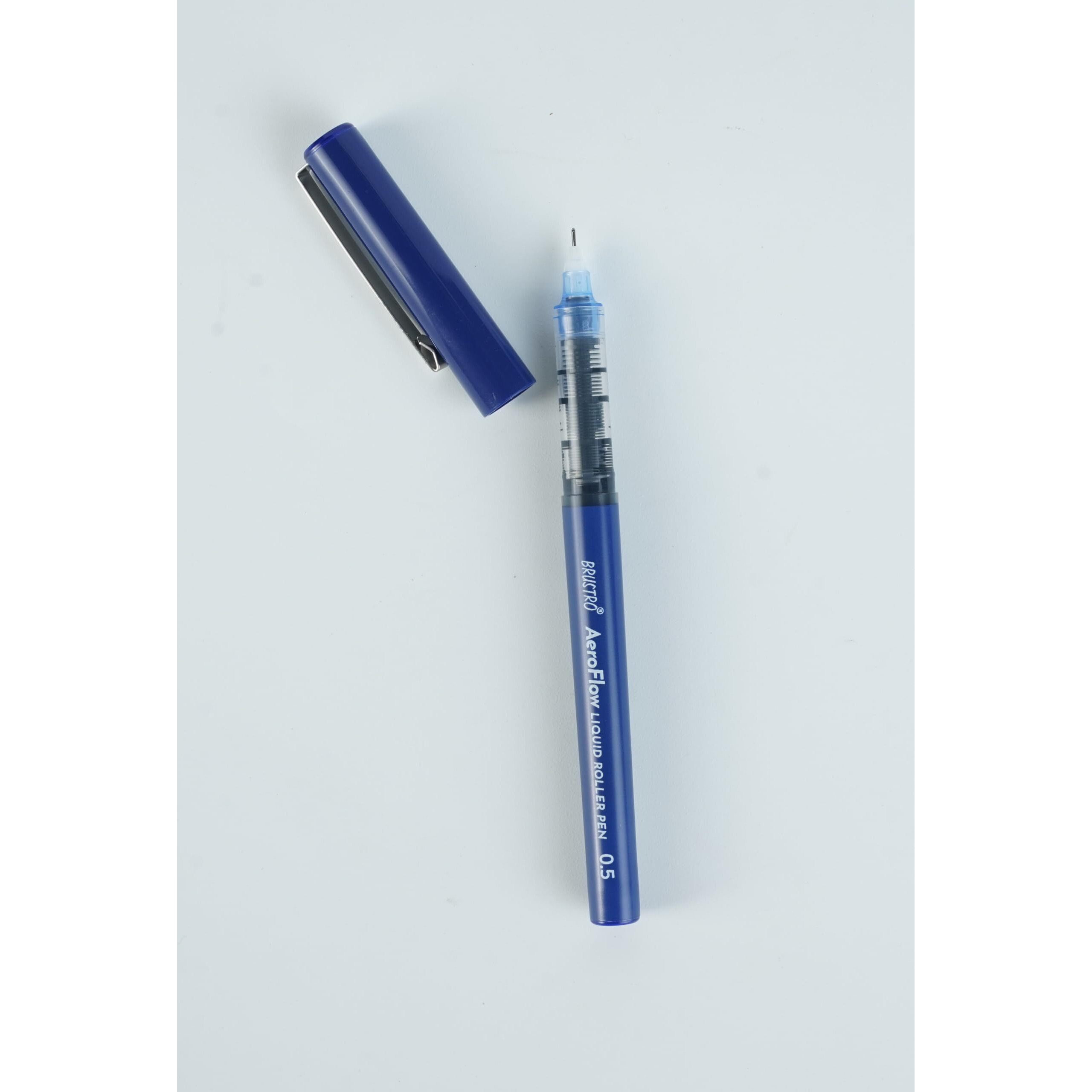 BRUSTRO AeroFlow Liquid Ink Rollerball Pens 0.5 Micro Tip Pack of 3 (Blue ink)