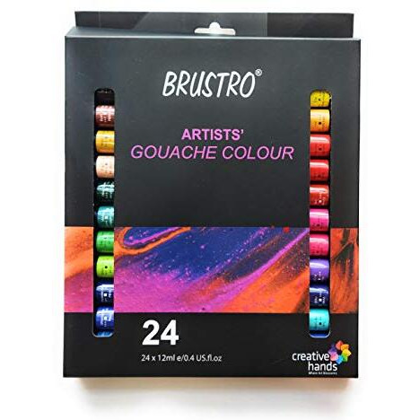 BRUSTRO Artists Gouache Colour Set of 24 Colours X 12ML Tubes