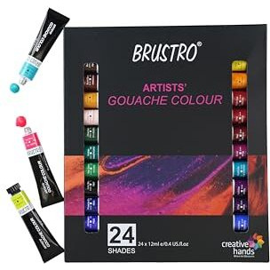 BRUSTRO Artists Gouache Colour Set of 24 Colours X 12ML Tubes