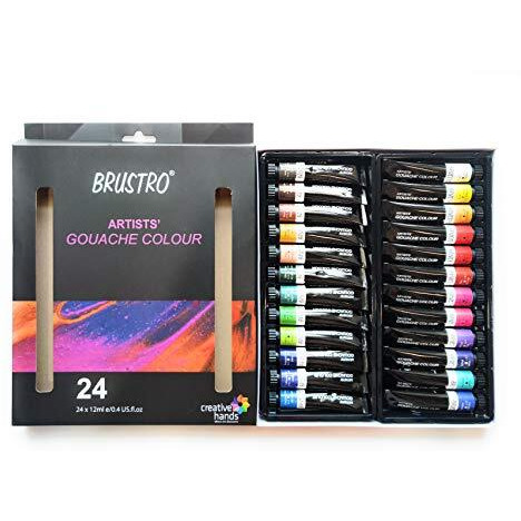 BRUSTRO Artists Gouache Colour Set of 24 Colours X 12ML Tubes