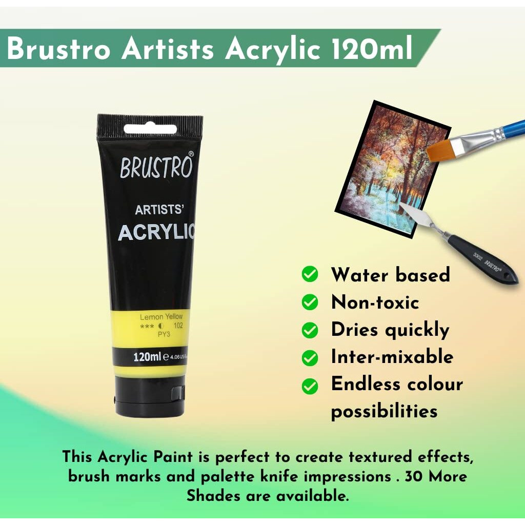 BRUSTRO Artists Acrylic Paint 120ml Lemon Yellow