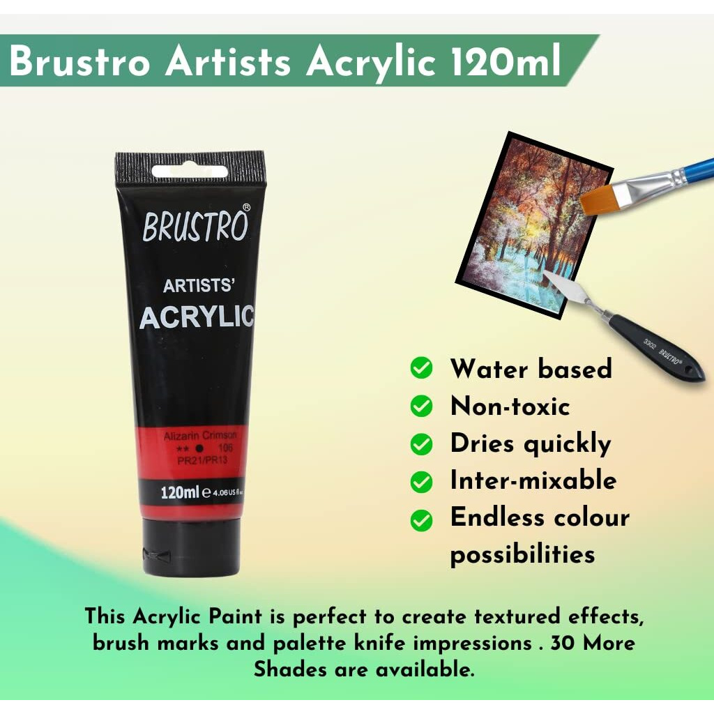 BRUSTRO Artists Acrylic Paint 120ml Alizarin Crimson