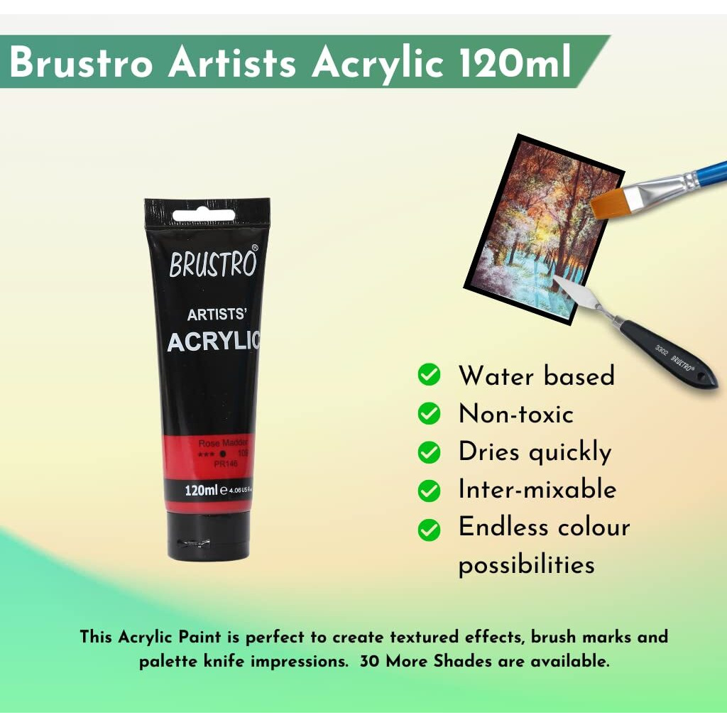 BRUSTRO Artists Acrylic Paint 120ml Rose Madder