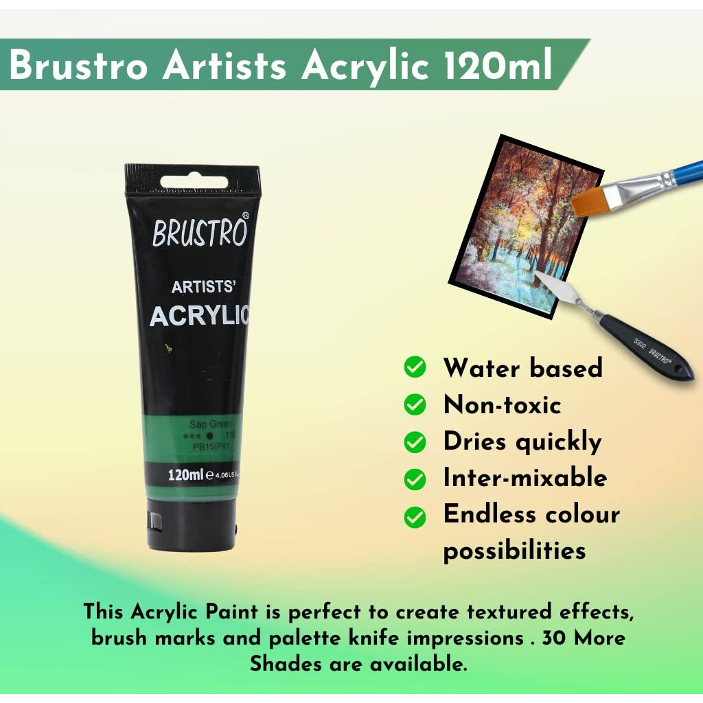 BRUSTRO Artists Acrylic Paint 120ml Sap Green