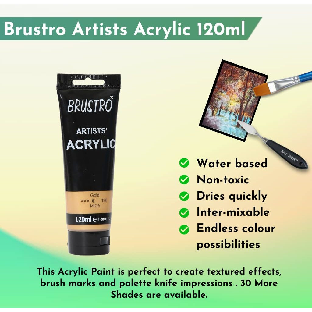 BRUSTRO Artists Acrylic Paint 120ml Gold