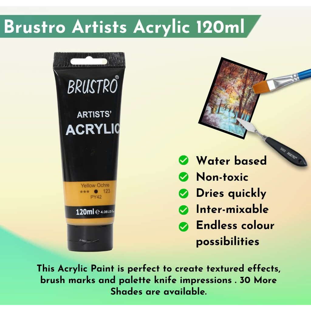 BRUSTRO Artists Acrylic Paint 120ml Yellow Ochre