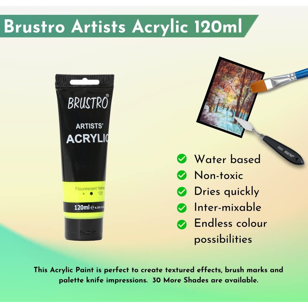 BRUSTRO Artists Acrylic Paint 120ml Fluorescent Yellow