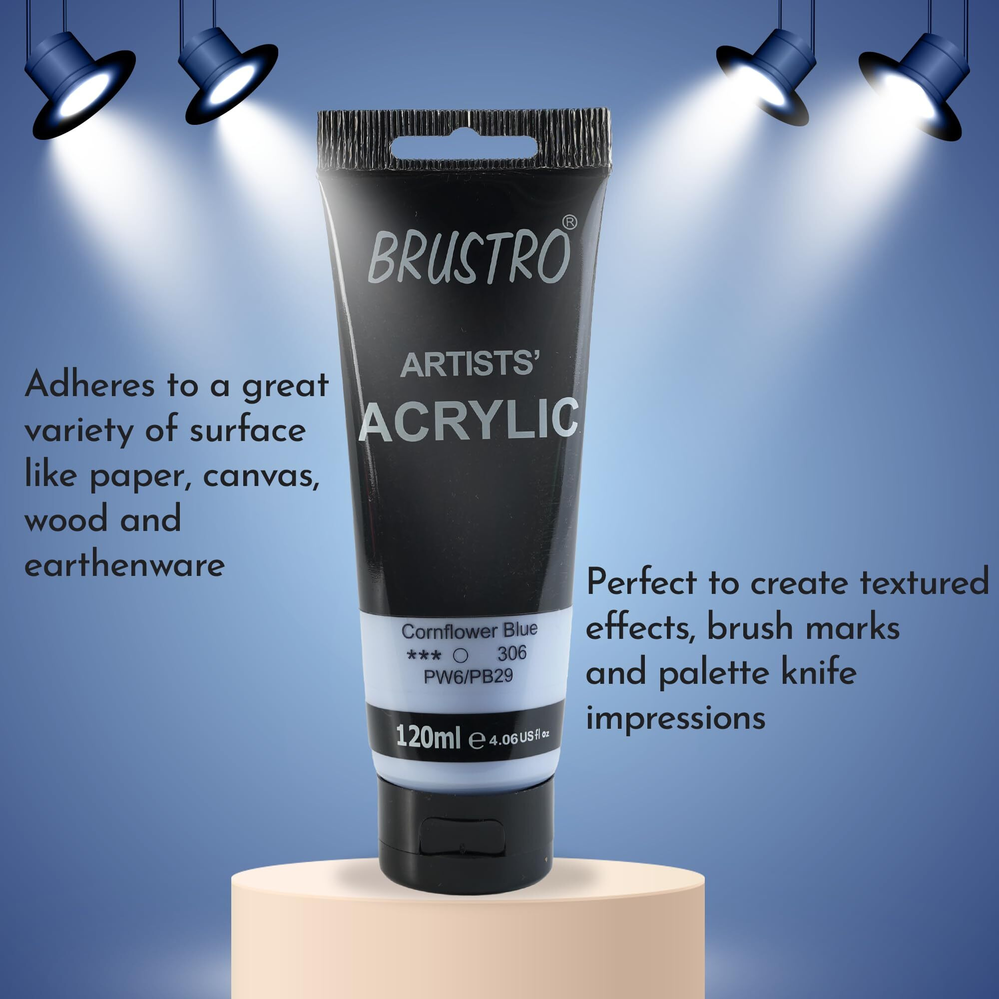 BRUSTRO Artists Acrylic Paint 120ml Cornflower Blue (Pastel Tone)