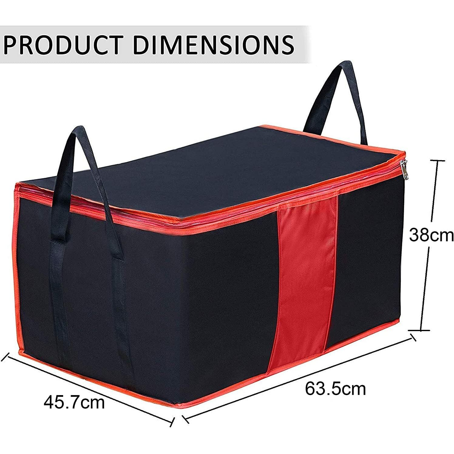 Storite Multi-Purpose Moisture Proof Heavy Duty 1680 Denier Nylon 110 L Super-Size Large Toys/Stationery Paper/Blankets/Clothes Storage Bag -Black/Red (63.5 x 45.7 x 38 cm, Rectangular)