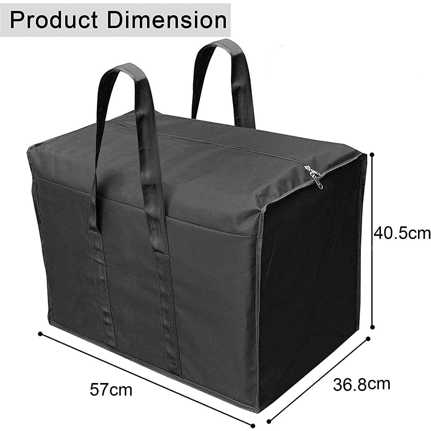 Storite 6 Pack Nylon 85 L Moisture Proof Multi-Purpose Underbed Storage Bag/Clothing Storage Organiser/Toy Storage/Stationery Paper Storage Bag with Zipper and Strong Handle (Black,57x36.8 x40.5 cm)