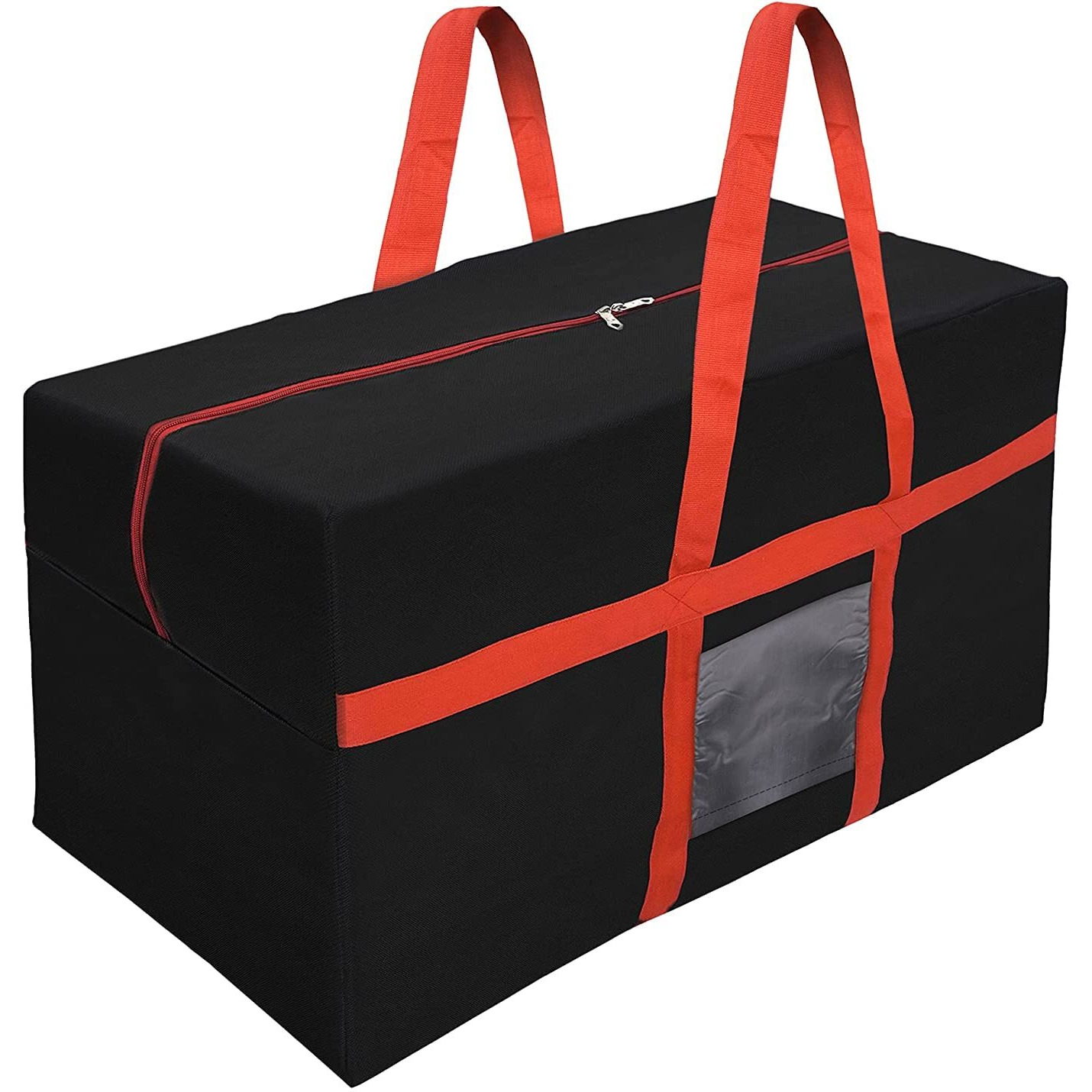 Storite Nylon Multi-Purpose Heavy Duty 128 litres Super-Size Large Clothing Storage Organiser/Toys Storage Bag/Stationery Paper Storage Bag for Travel (Red Black, 80x39x41 cm), Rectangular