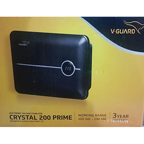 V-Guard Crystal 200 Prime For One Led/Lcd Smart Tv Upto 178 Cm(Upto 70 Inch)+Set Topbox+Home Theatre System/Gaming Console Or Photostat Machine(Working Range 90-290V 6 A) Voltage Stabilizer,Black