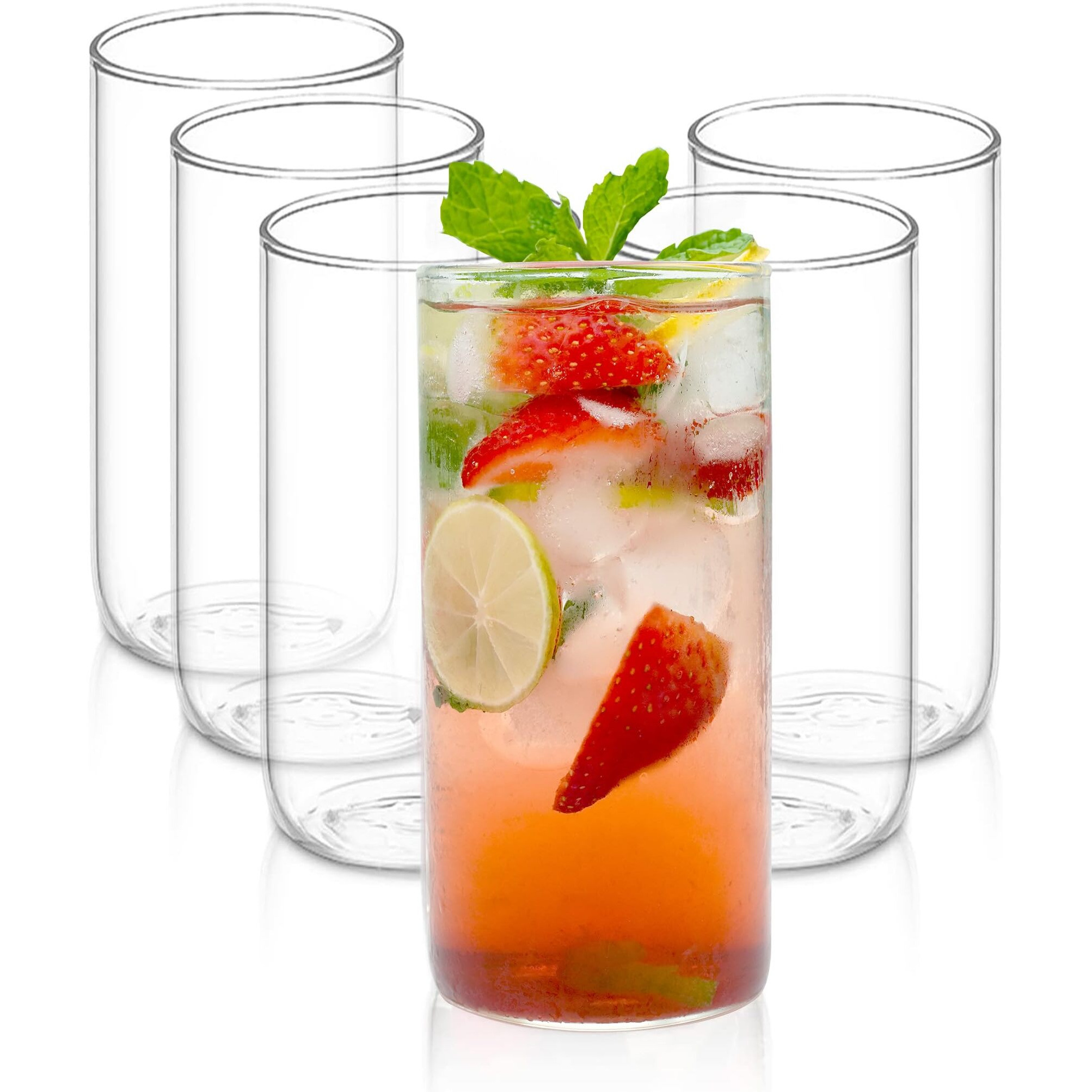 AGARO Elite Borosilicate Glass Tumbler, Serves Water, Cold Drinks, Juice, Milk, Pack of 6, 340 ml, Flame Proof Glasses, Microwave & Dishwasher Safe, Transparent