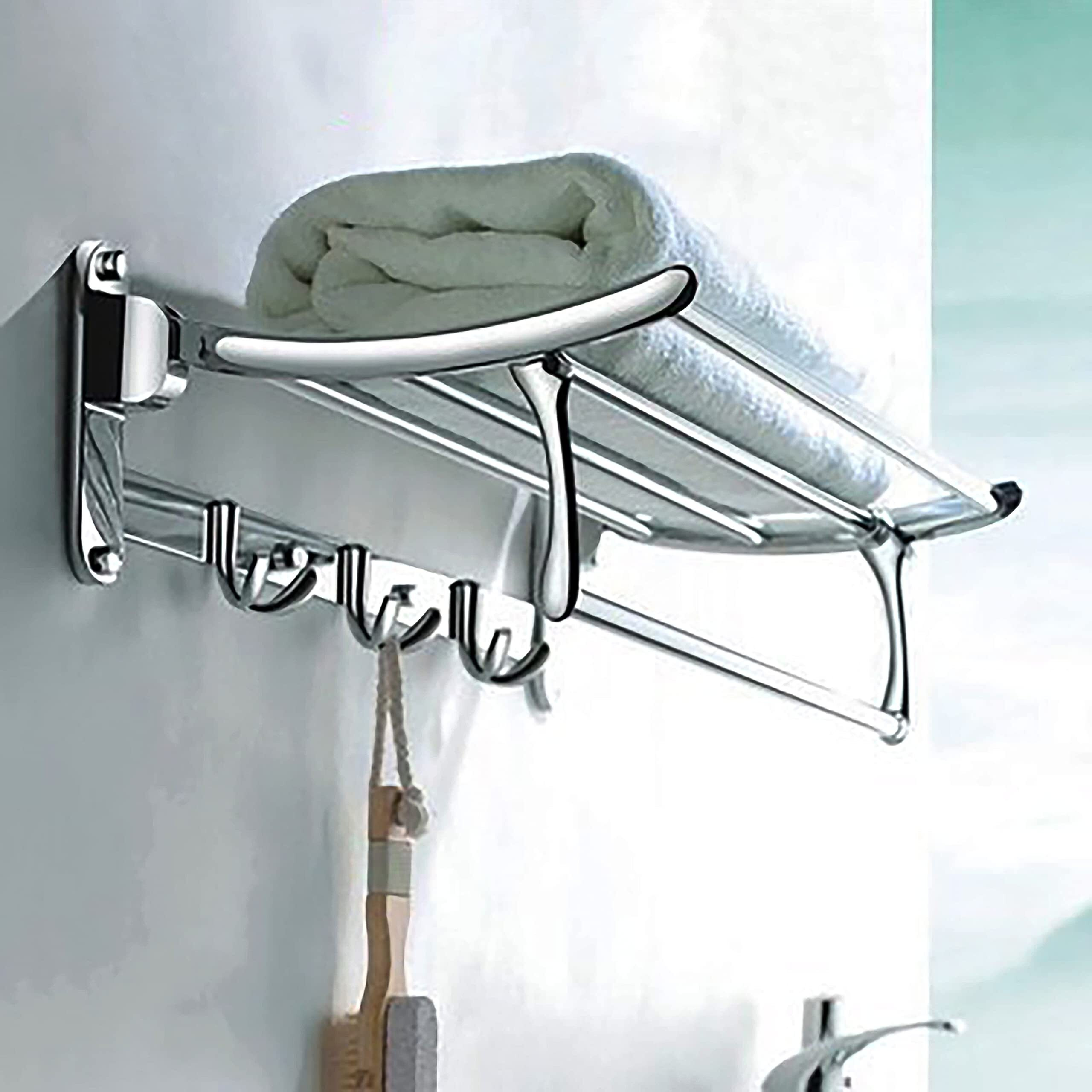 Plantex Stainless Steel Folding Towel Rack for Bathroom/Towel Stand/Hanger/Bathroom Accessories(24 Inch-Chrome)