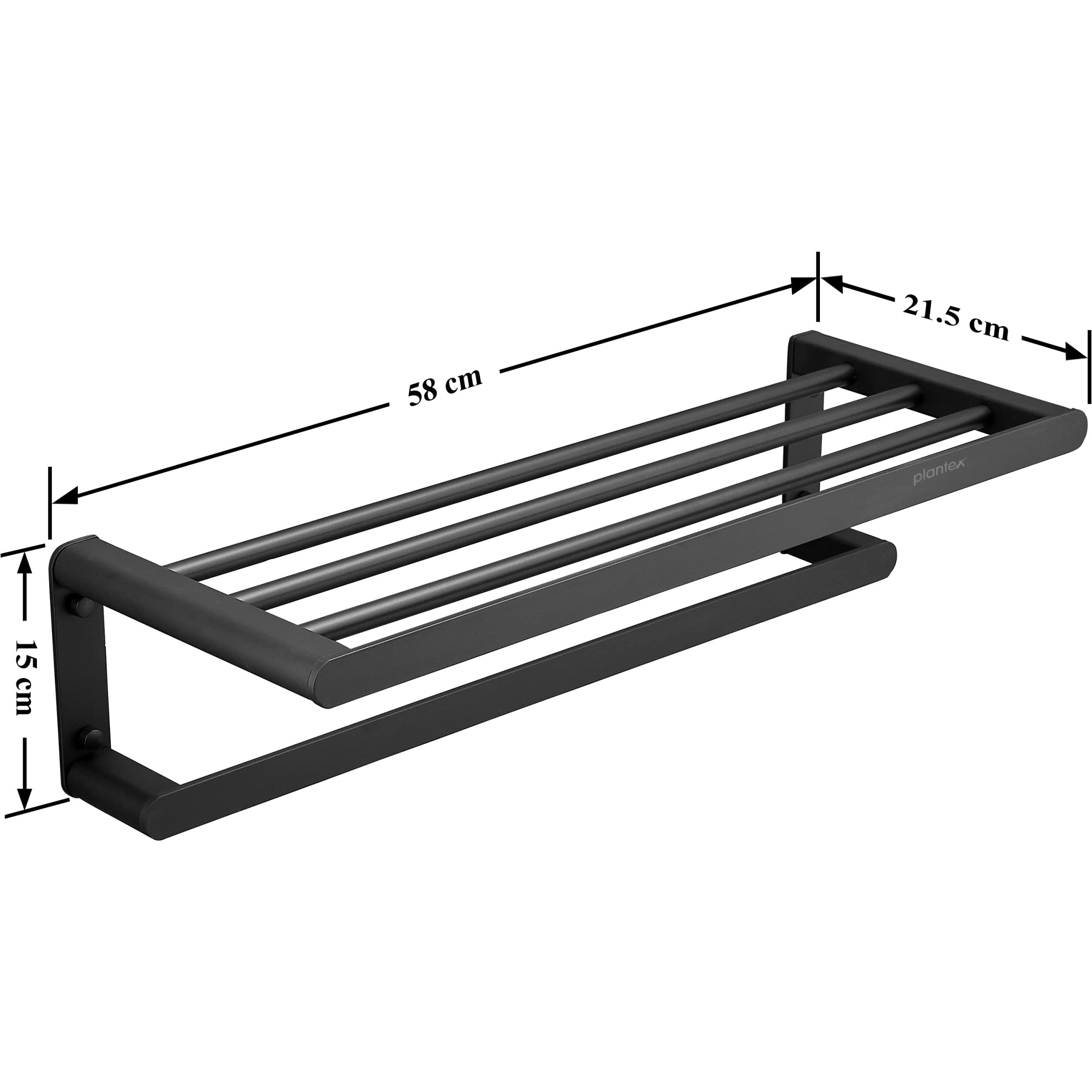 Plantex Space Aluminium Towel Rack with Fix Towel Rod/Towel Bar/Towel Hanger/Towel Stand for Bathroom/Kitchen/Bathroom Accessories (965, Gray)