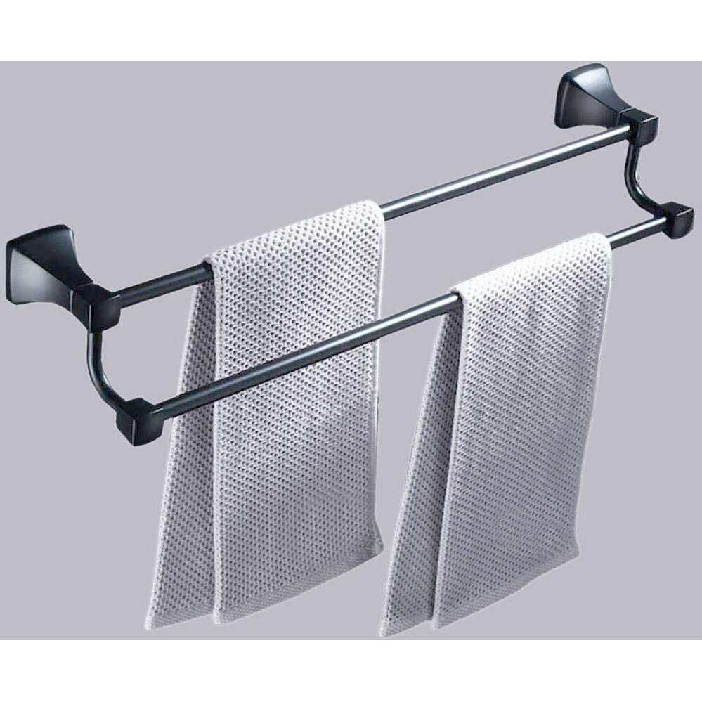 Plantex Space Aluminium Towel Rod/Towel Hanger for Bathroom/Towel Stand/Towel Holder/Bathroom Accessories (971, Black)