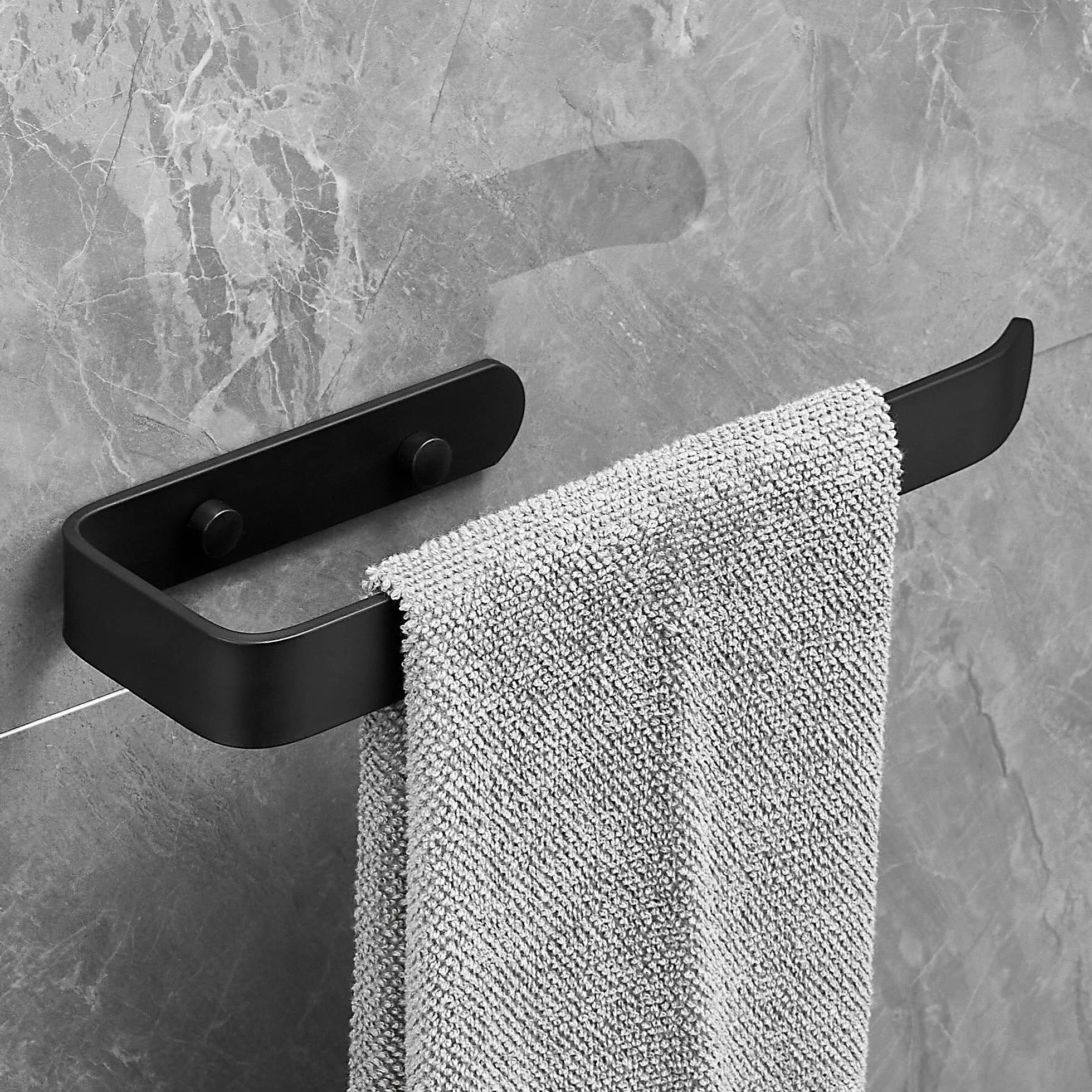 Plantex Space Aluminium Napkin Ring for Wash Basin/Towel Hanger for Bathroom/Napkin Hanger for Kitchen/Bathrom Accessories (Black - Powder Coated)