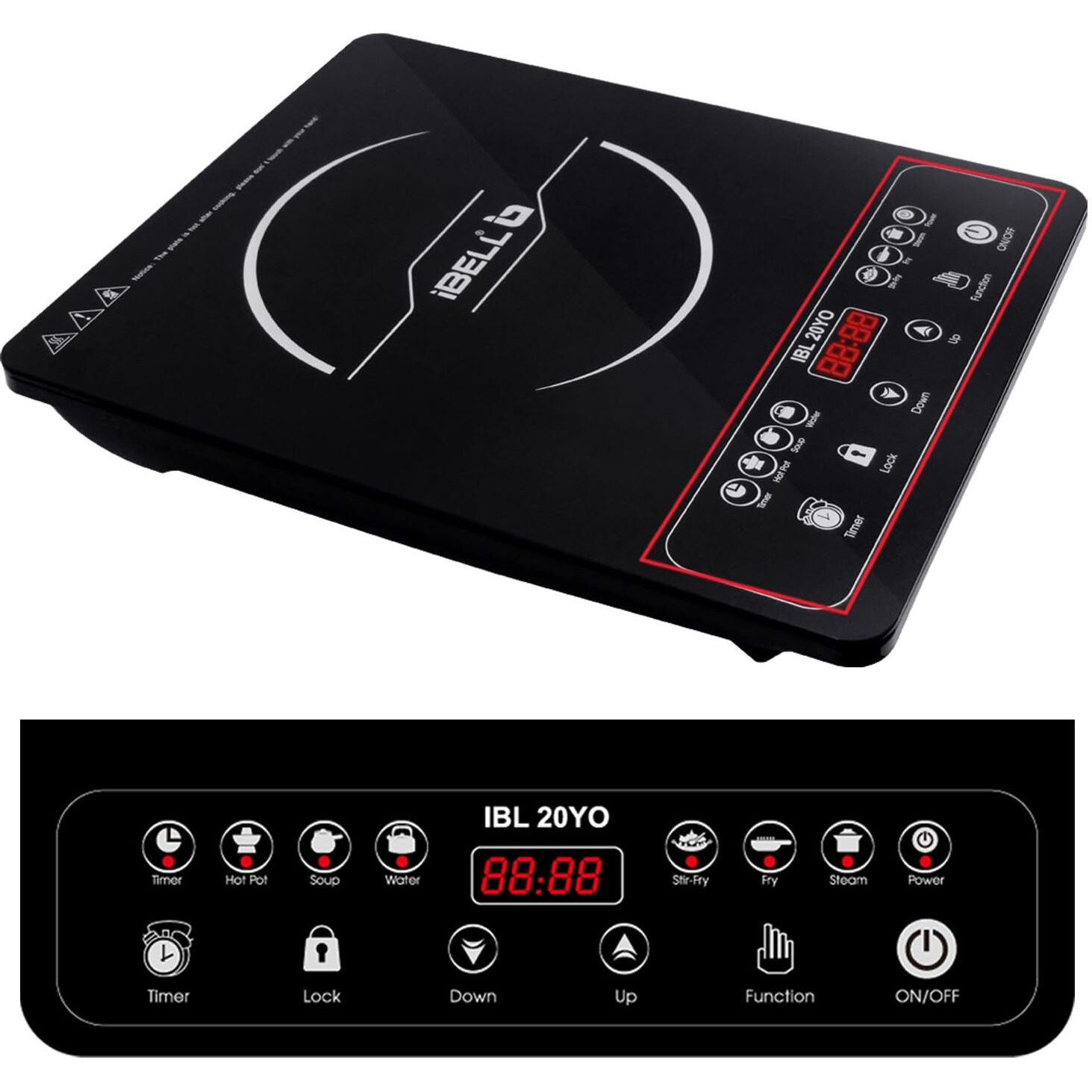 iBELL 20 YO Induction Cooktop 2000W with Full Touch Control, Auto Shut Off and over Heat Protection