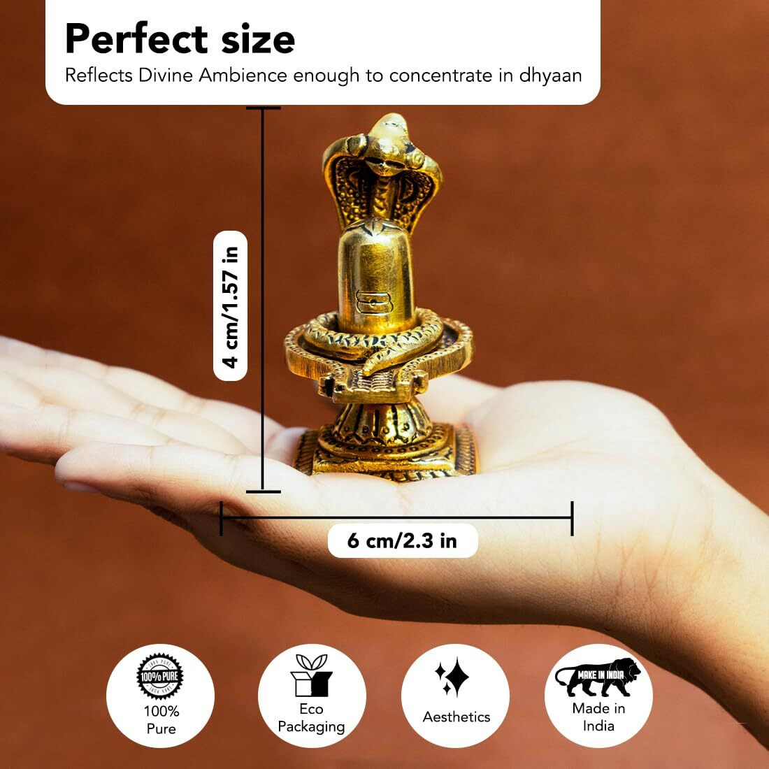 Ekhasa 100% Pure Brass Shivling for Home Puja (Size 8 cm) | Siva Linga for Pooja | Shiva Lingam for Office | Shiv Linga for Gift | Shiva Linga | Ideal Gift for All Occasions