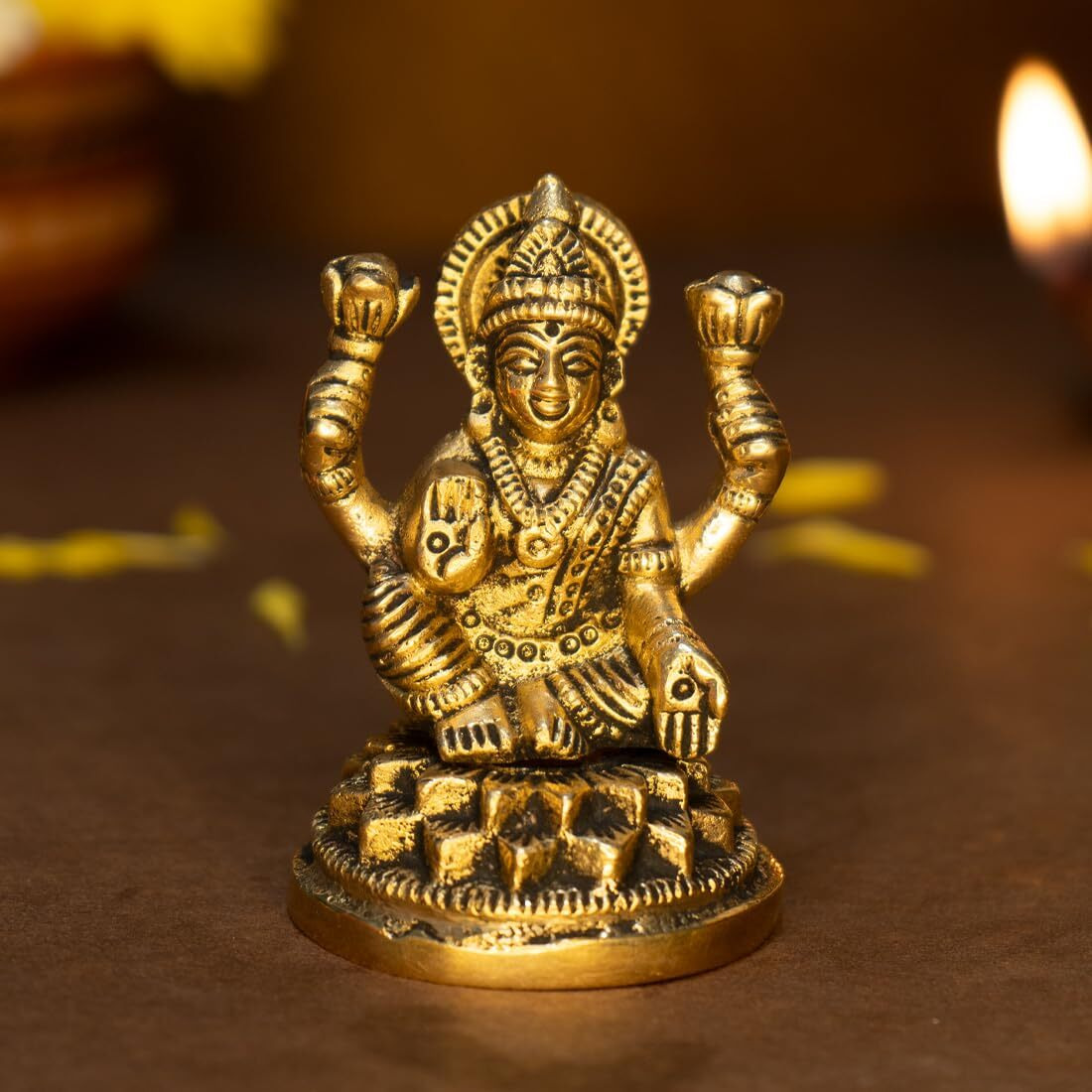 Ekhasa 100% Pure Brass Lakshmi Devi Idol (8.4 CM) | Laxmi Idol for Pooja Room, Home Decor, Car Dashboard or Office Desk | | Varalakshmi Pooja Idol | Goddess Lakshmi Idol for Diwali Pooja