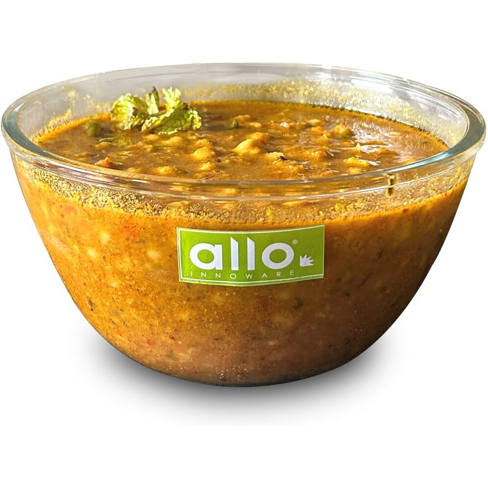 Allo Food Safe Borosilicate Glass Mixing & Serving Bowls for Kitchen, Oven & Microwave Safe Bowls, Dishwasher and Freezer Safe Bowl, 1600ML, Transparent