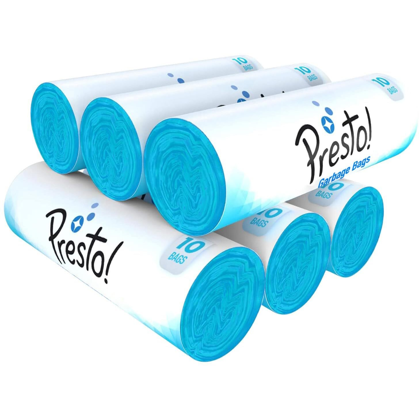 Amazon Brand - Presto Garbage Bags XL 60 Count|30 X 37 Inches Blue, For Dry Waste|10 bags/roll (Pack of 6)