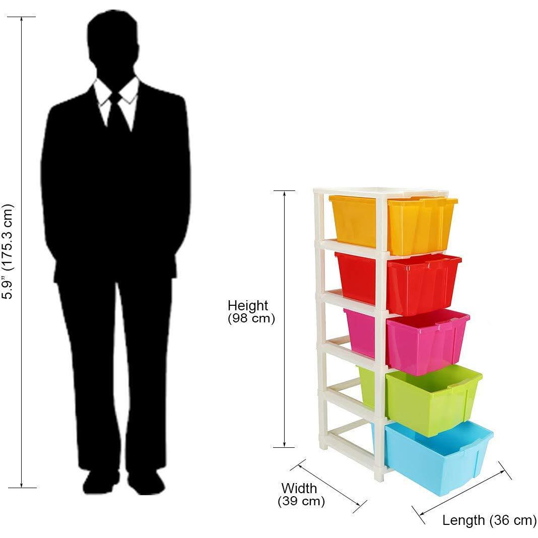 Joyful Studio XL Plastic Modular Drawer System for Home, Office, Hospital, Parlor, School, Doctors, Home and Kids (Multicolour, STUDIO5XL)