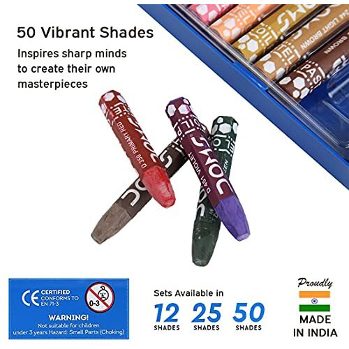 Doms 25 Shades Oil Pastels | Comes In Hard Plastic Case | Smooth Color Intermixing With Bright & Intense Colors | Free Pastel Holder, Sharpner & Scratching Tool Inside | Pack of 1