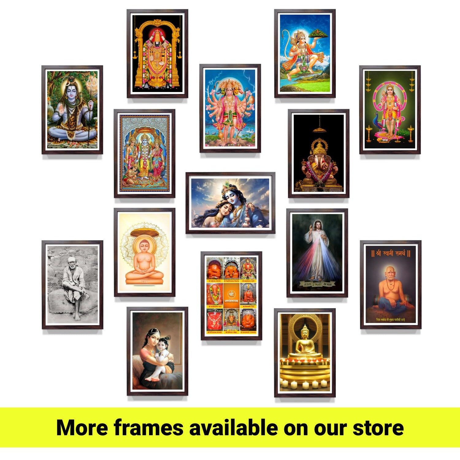 WhatsYourPrint Radha Krishna Wall Painting Synthetic frame (Size 13X19 inches, White Color Frame)