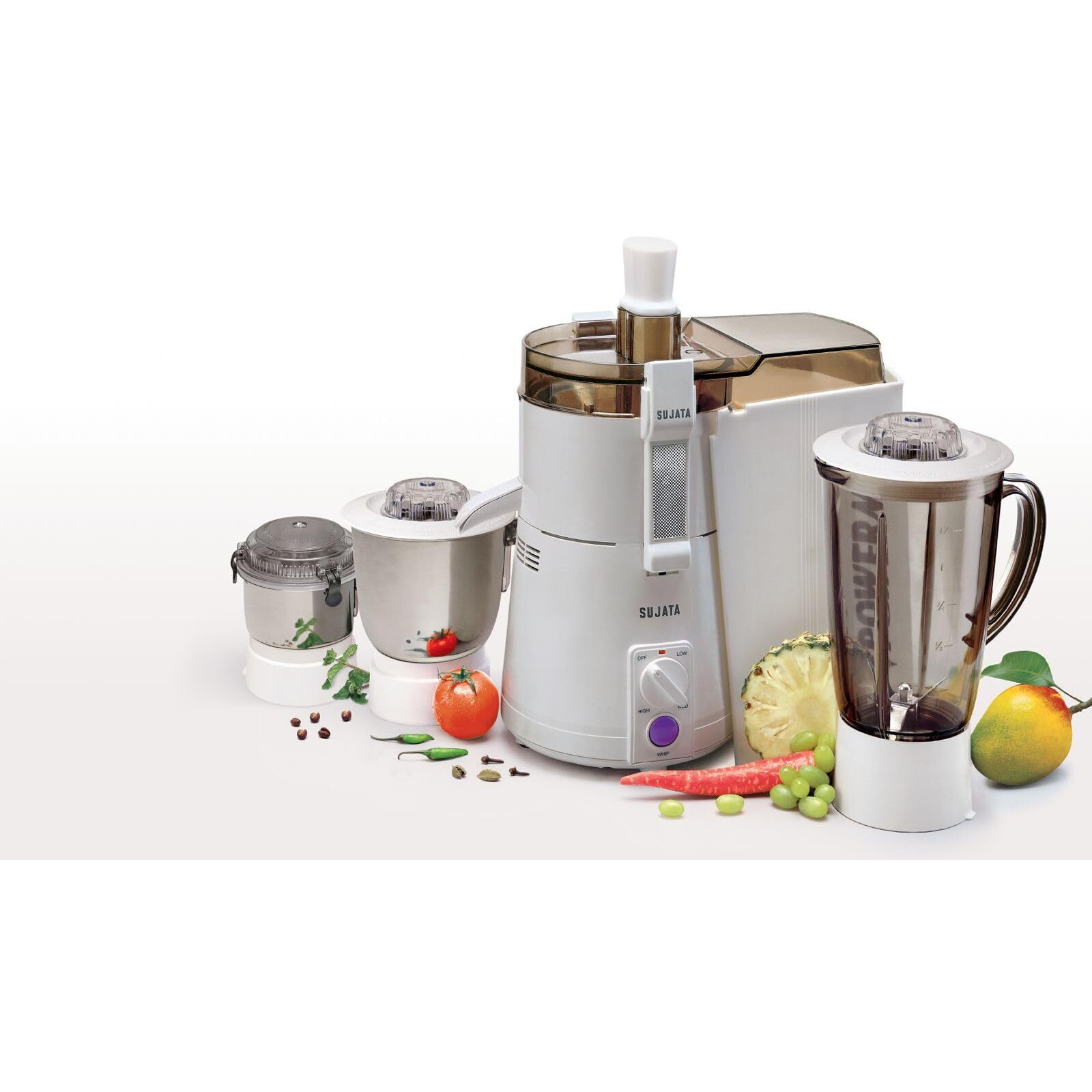 Sujata Powermatic Maxima 900 Watts All-In-One Juicer Mixer Grinder | 22000 Rotations Per Min | 90 Minutes Continuous Running | 3 Versatile Jars 1750 ml, 1000 ml and 400 ml